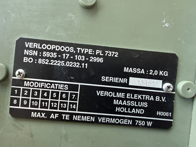 Stekkerdoos Verloopdoos Type: PL 7372