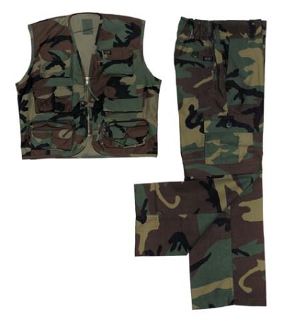 BDU set kids Woodland afritsbroek en survivalvest