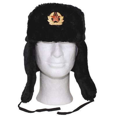 Russische bontmuts zwart incl. Embleem !